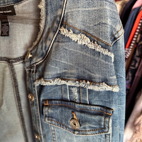 INC denim jean jacket womans size medium - Picture 2 of 5